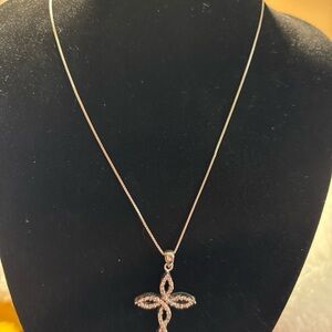 Infinity Cross Pendant Necklace Women Jewelry Fashion 925 Sterling Silver Cross